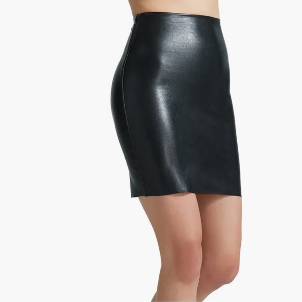 Commando Faux Leather skirt with built in smoothing spandex shorts